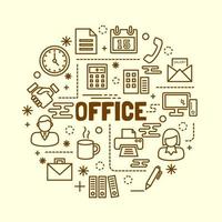 office minimal thin line icons set vector