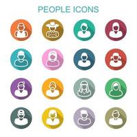 people long shadow icons vector