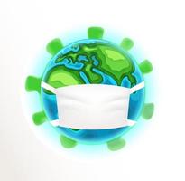 The Earth with medical mask vector