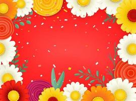 Vector frame with color flowers. Copy space for a text