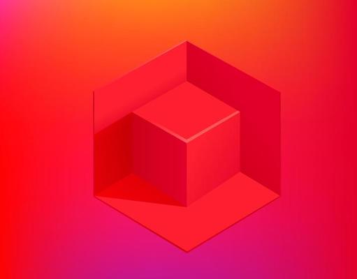 Red cube on gradient background