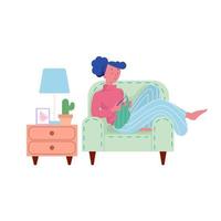 Knitting in Living Room vector