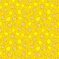 Seamless pattern with yellow lemon. Vector background