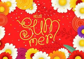 Hello summer vector concept with flowers