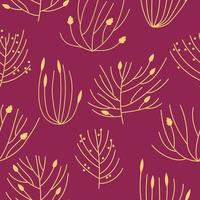 Seamless pattern beautiful autumn forest in line art style vector