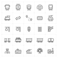 Train and Transport line icons. Vector illustration on white background.