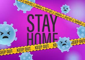 Stay home concept. Science abstract background with viruses vector