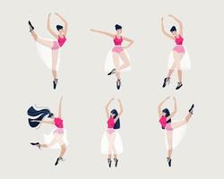 Girls dancers in beautiful dance poses set vector