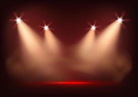 Illuminated stage with bright lights. Template for presentation vector