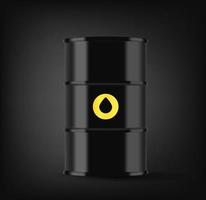 Black metal barrel with oil vector illustration on black background