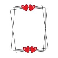 marco cuadrado con corazones en estilo doodle vector