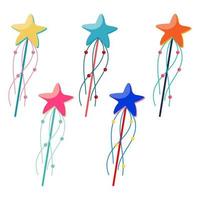 Set of decorative magic wand with star vector