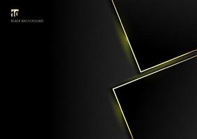 Abstract template geometric with golden border and lighting effect black background space for your text. vector