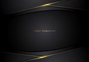 Abstract modern template 3D black stripes with golden lines on dark background vector