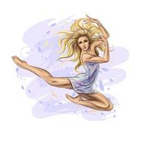 The dancing girl. Hand drawn girl gymnast. Vector illustration