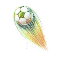 Abstract stylish conceptual design of a digital soccer ball from splash of watercolors, flying ball. Vector illustration of paints