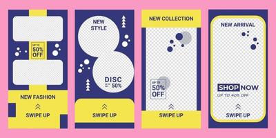 Social media pack. Set collection of modern social media stories or editable simple sale banner, fashion discount promotion. Layout design for app, web digital display style. Vector minimalist square