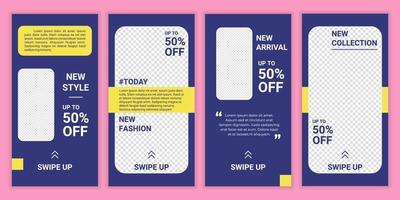 Set of social media post template with fresh color. Layout for business story fashion, beauty new arrival, new collection. Vector illustration. Mockup for business stories fashion sale promotion