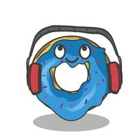 Listen to the music cute donuts character vector template design illustration