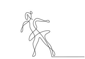 One continuous line drawing of figure skating girl. Young happy woman playing ice skating in the ice area while free dancing. Winter sport concept isolated on white background. Vector illustration