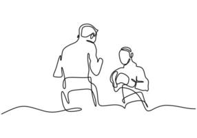 Continuous one line drawing of two man playing boxing at ring area. Two professional boxer is fight each other in tournament isolated on white background minimalist style. Vector illustration