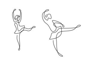 dibujo de línea continua de bailarina de ballet de dos mujeres. Dos jóvenes hermosas bailarinas profesionales practican ballet juntas para actuar en un diseño minimalista. concepto de deporte de baile. ilustración vectorial vector