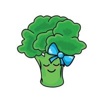 Cute broccoli character girl vector template design illustration