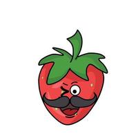 Mustache cute character strawberry vector template design illustration