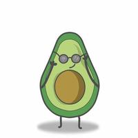 cute avocado  spectacles  character vector template design illustration