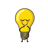 Shy cute light bulb character vector template design illustration