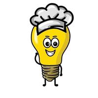 Chef cute light bulb character vector template design illustration