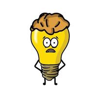 Brain cute light bulb character vector template design illustration