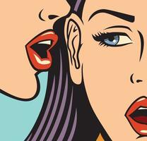 Beautiful woman whispering secret to her friend vector illustration