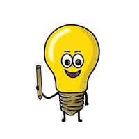 Pencil cute light bulb character vector template design illustration