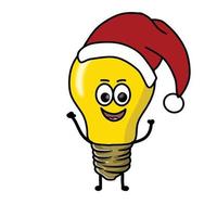 Christmas cute light bulb character vector template design illustration