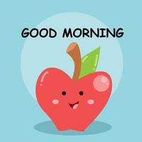 Cute fruit good morning character vector template design illustration