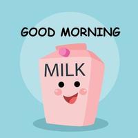 Cute milk smile good morning character vector template design illustration