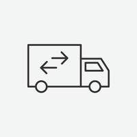 Vector illustration of truck, delivery icon on grey background