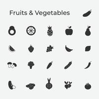 Set of fruits and vegetables isolated icon vector