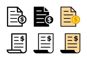 Bill Icon Design Set Free Vector