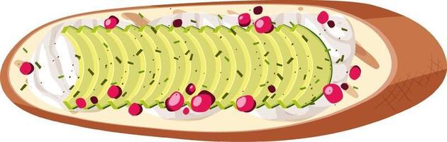 Top view of a bread with avocado isolated vector