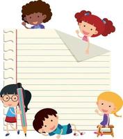 Blank paper with many kids cartoon character isolated vector