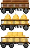 Set of hay on a cart isolated on white background vector