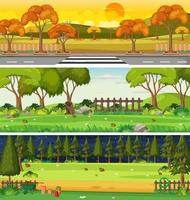 Set of different nature horizontal scenes vector