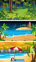 Three different nature horizontal scenes vector