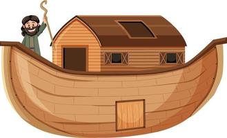 Noah standing alone on his ark isolated on white background vector