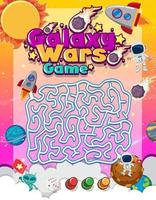 Maze puzzle game activity for children in galaxy theme vector