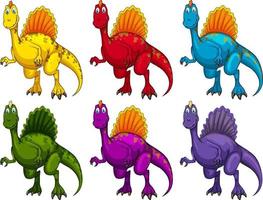 Conjunto de personaje de dibujos animados de dinosaurios spinosaurus vector