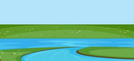 Escena del parque vacío con río en estilo simple. vector