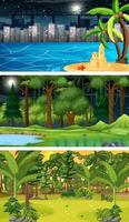 Set of different nature horizontal scenes vector